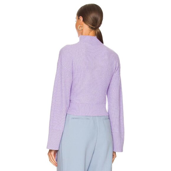 JONATHAN SIMKHAI Amaris Lavender Purple Wool Blend Knit Wrap Sweater, Size M - Picture 3 of 16